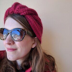 Elegant Pink Handknit Scarf/ Headwrap - Mohair and Silk Blend